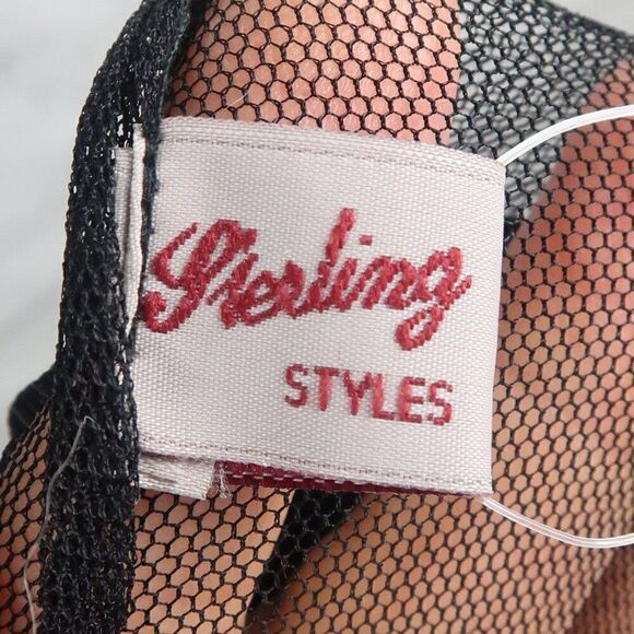 STERLING STYLES VINTAGE BLACK SLEEVELESS SHEER BEADED OVERLAY SHIFT DRESS SIZE L - Picture 2 of 9